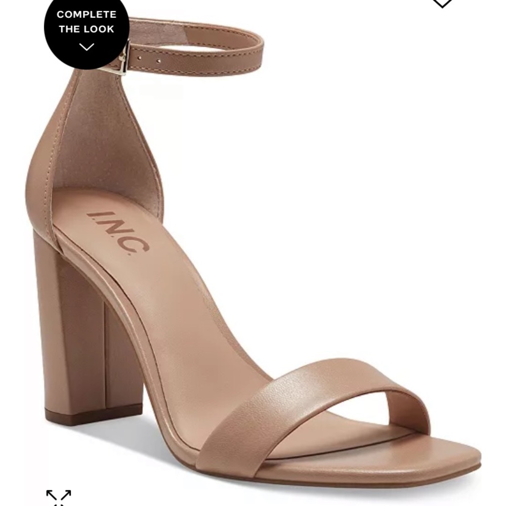 INC Women's Lexini Two-Piece Sandals, Dark Almond size 7.5